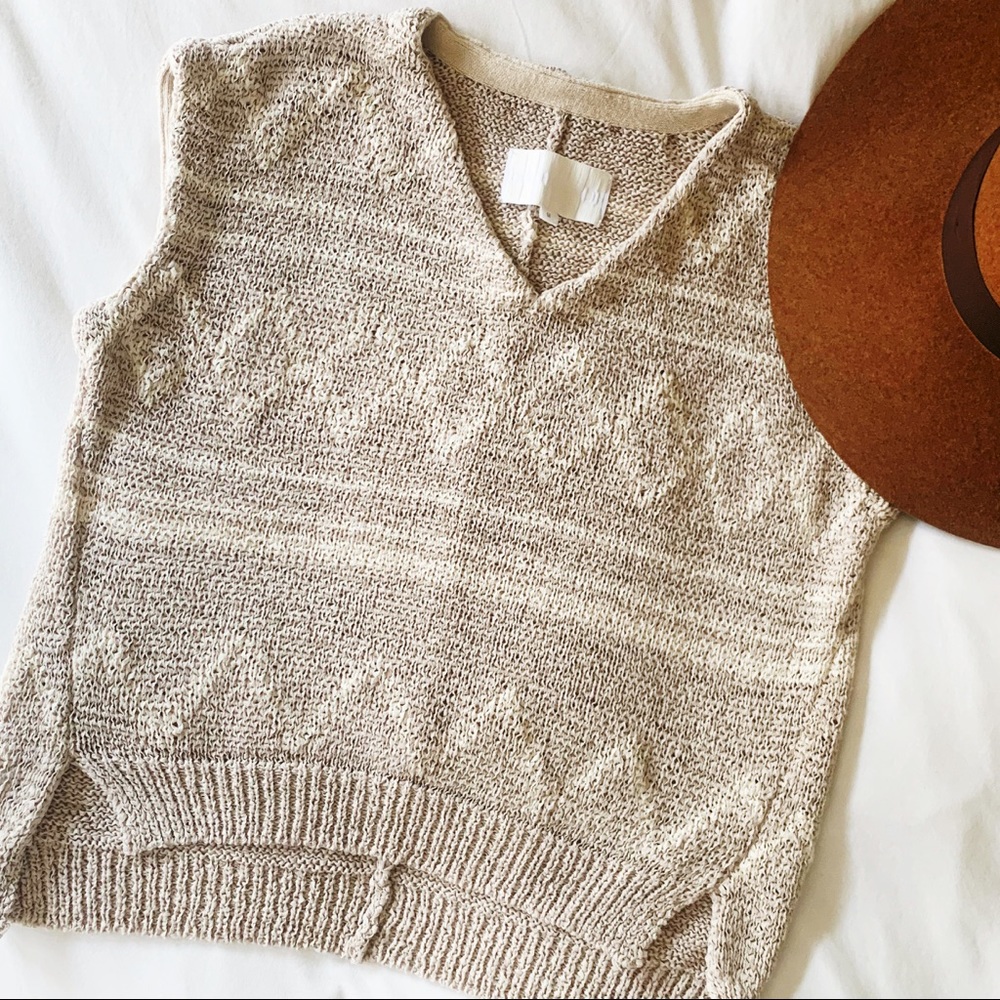 GAR-DE Geometric Oleshky Textured Knit Top Tan M